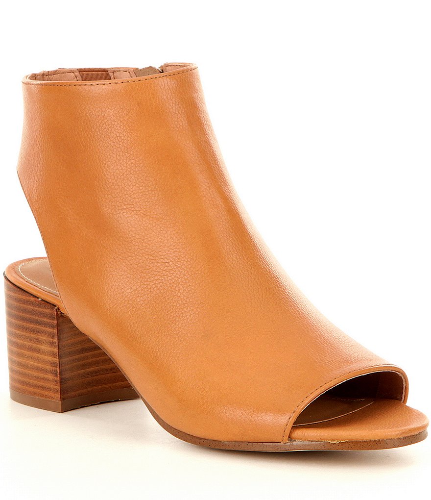 Steve Madden Rico Leather Peep Toe Ankle Cutout Shooties