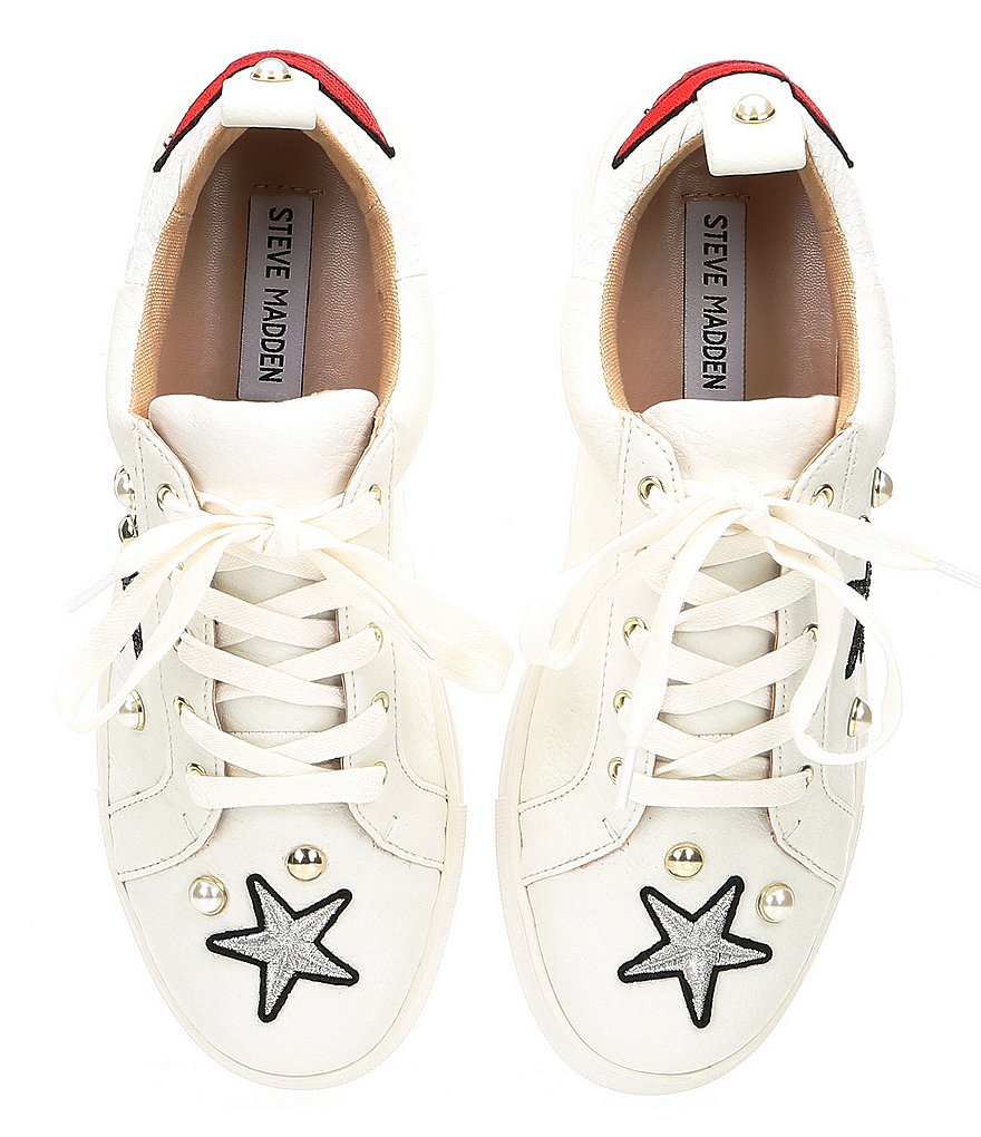 Steve Madden Smart Pearl Embellished Star Patch Sneakers