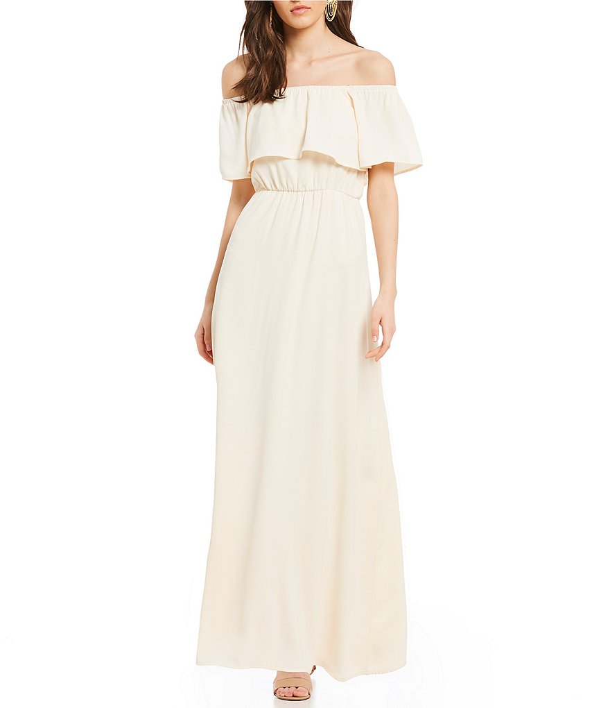 Sugarlips Off the Shoulder Ruffle Flounce Maxi Dress