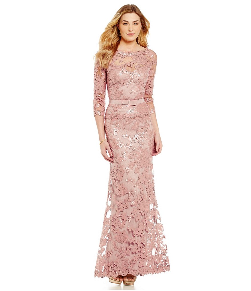 Tadashi Shoji Metallic Lace Gown