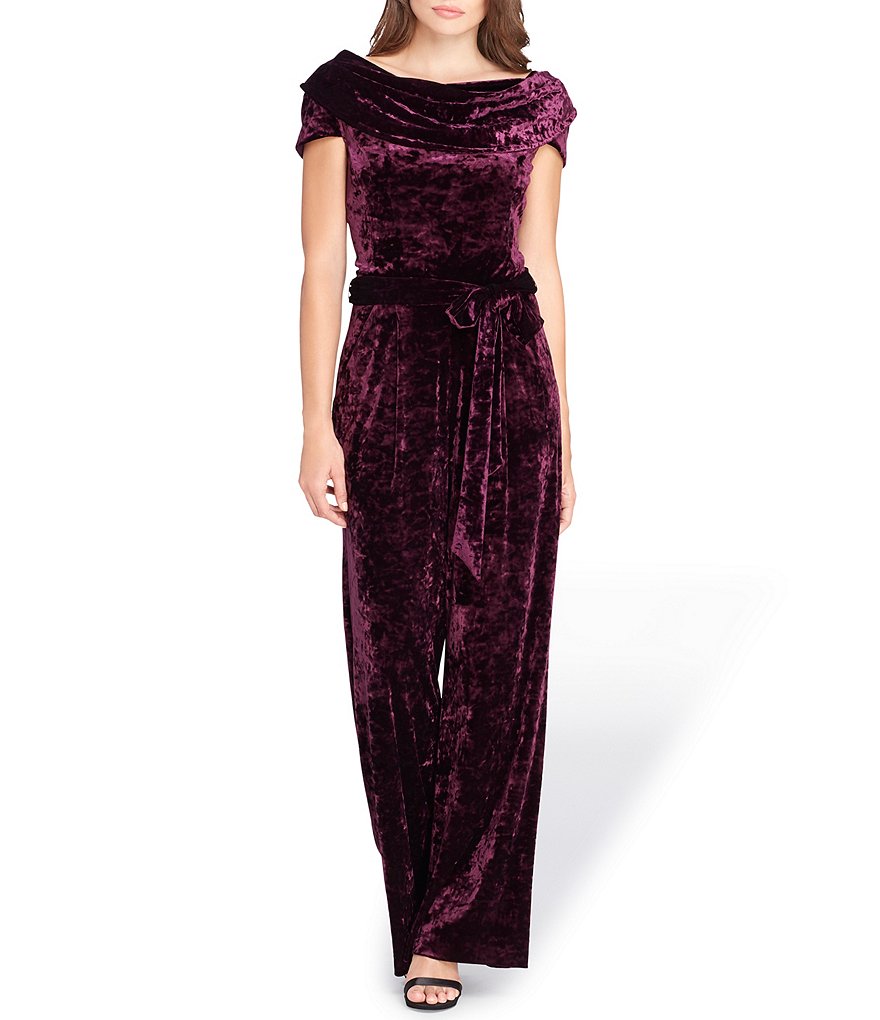 Tahari ASL Cowl Neck Velvet Jumpsuit