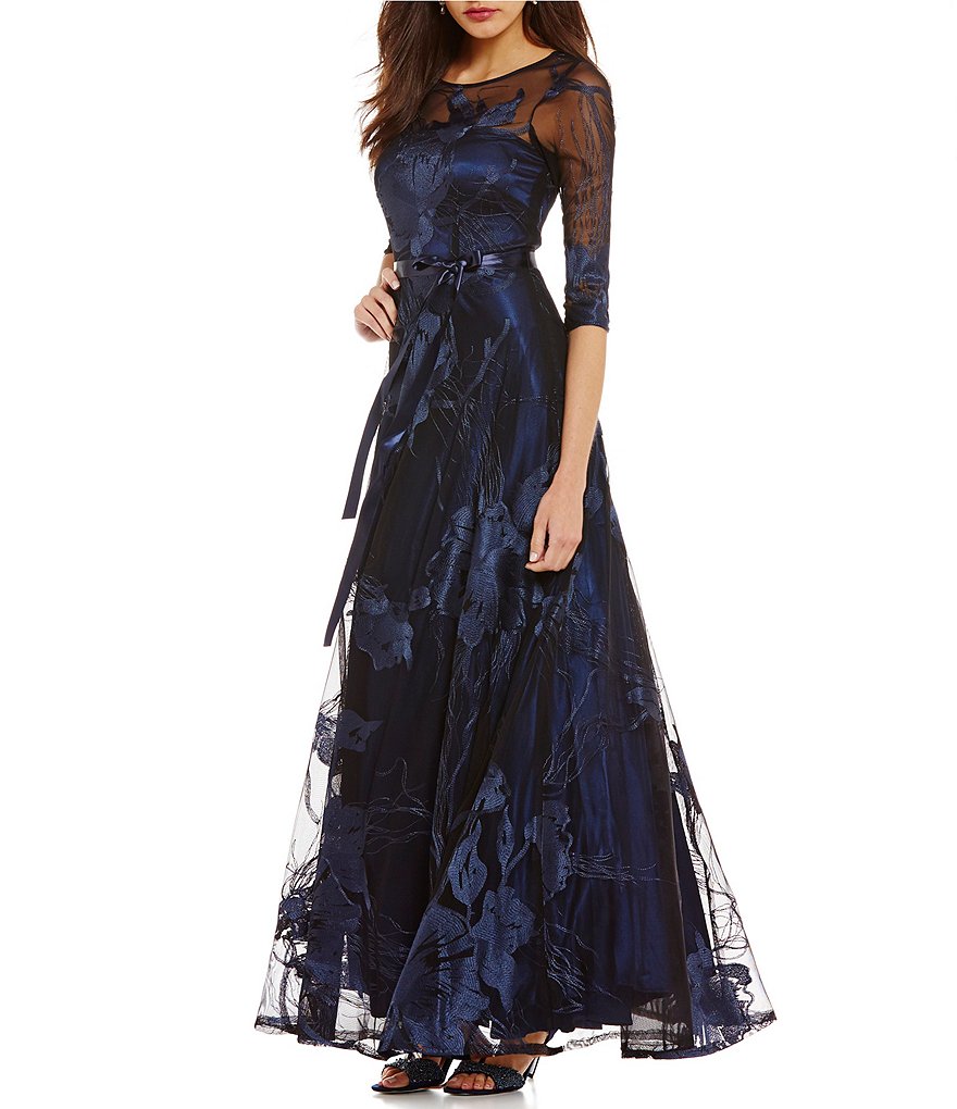 Tahari ASL Embroidered Ball Gown