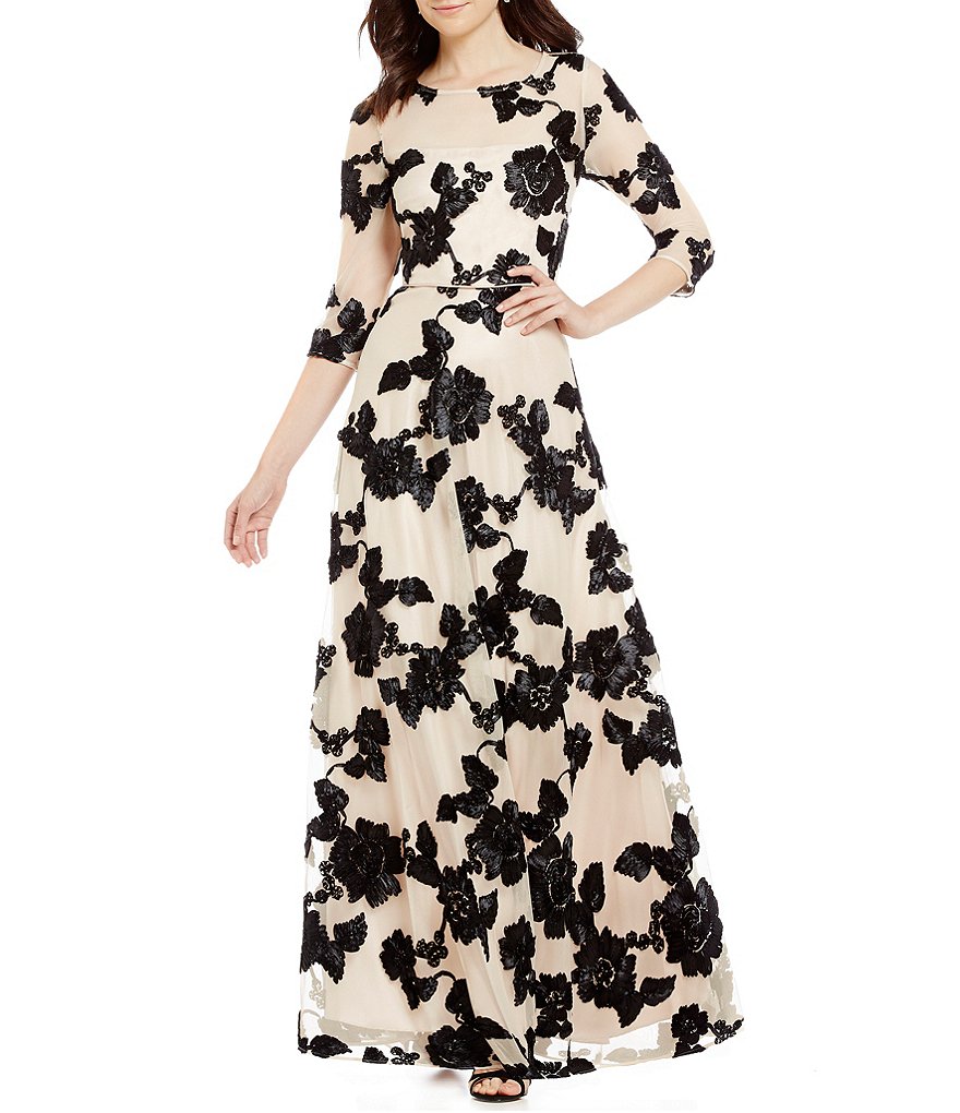 Tahari ASL Novelty Embroidery Gown