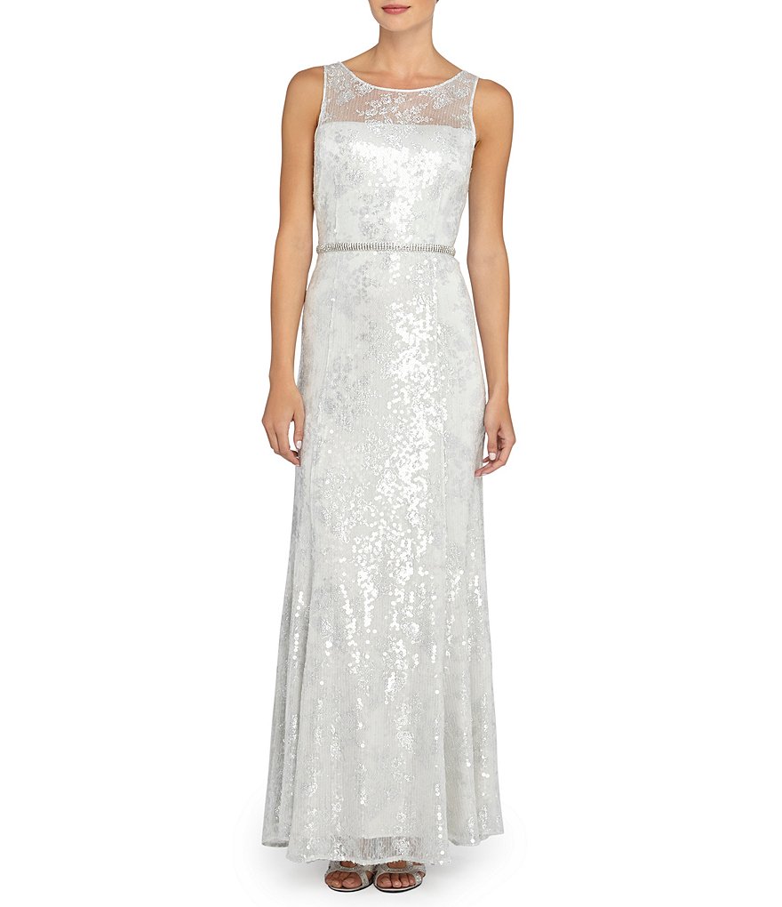 Tahari ASL Sequin Lace Gown