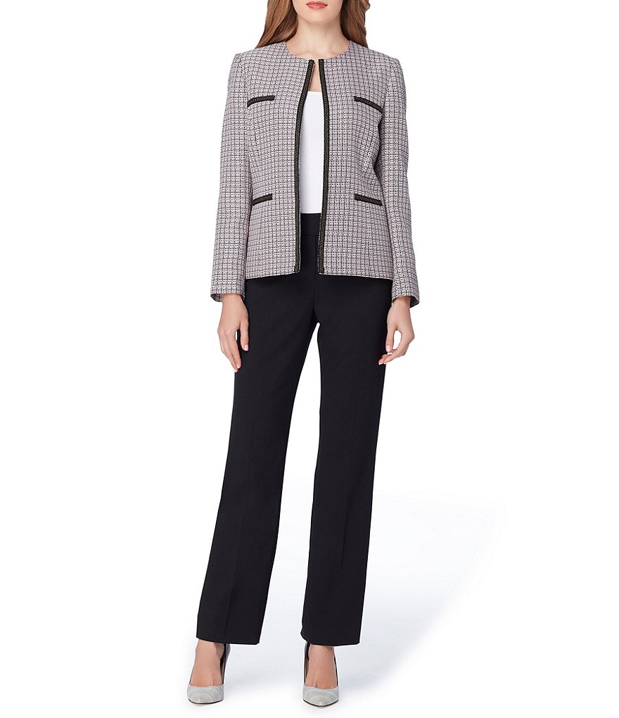 Tahari ASL Tweed Open-Front Pant Suit