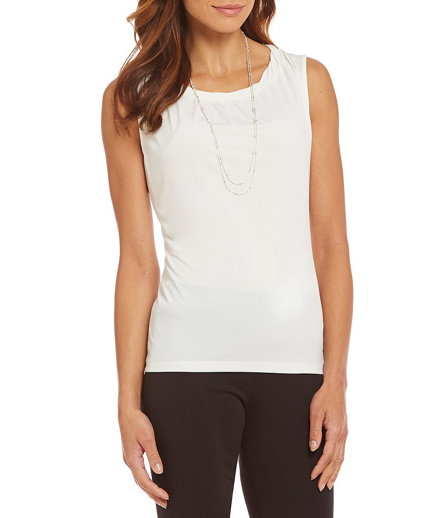 Tahari ASL Twist Neck Solid Top