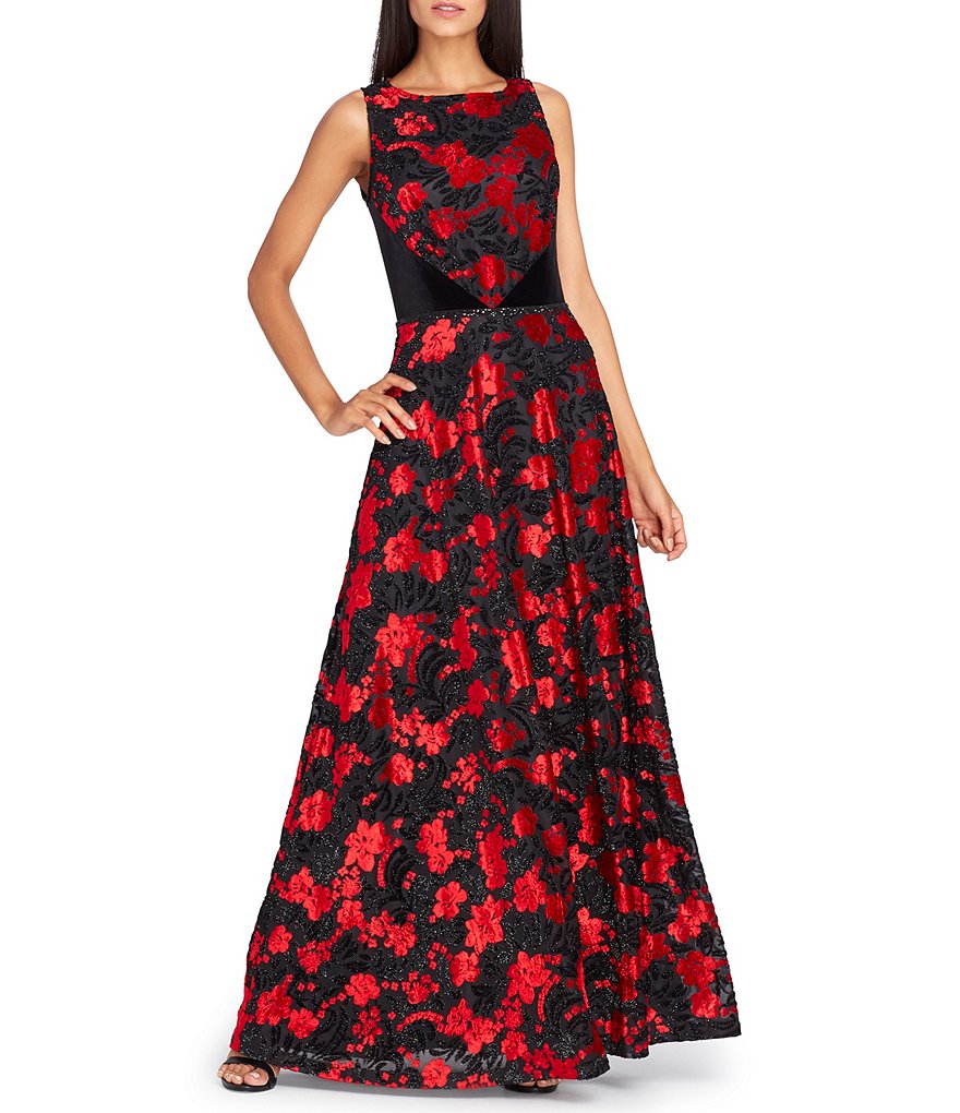 Tahari ASL Velvet Burnout Gown