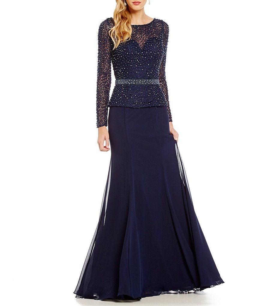 Terani Couture Beaded Faux Two-Piece Gown