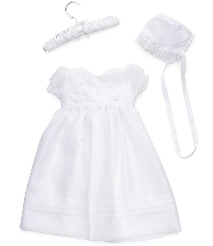 The Children's Hour Newborn Organza Tucked-Bodice Christening Gown