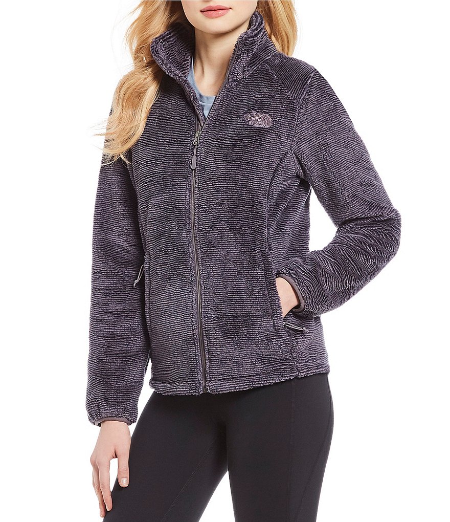 The North Face Osito Striped Mock Neck High-Pile Raschel Zip Front Silken Fleece Jacket