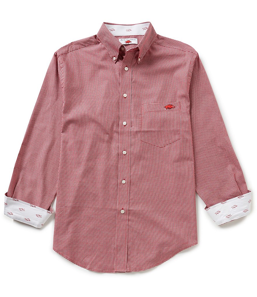 The Razorback Collection Line Mini-Houndstooth University of Arkansas Woven Shirt
