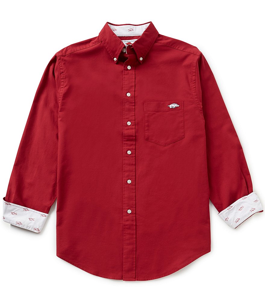 The Razorback Collection Line Solid Oxford University of Arkansas Woven Shirt
