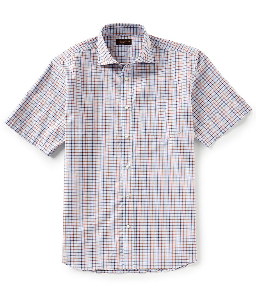 Thomas Dean Tattersall Short-Sleeve Woven Shirt
