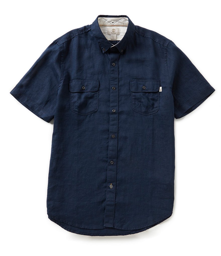 Timberland Short-Sleeve Solid Slim-Fit Warner River Linen Shirt