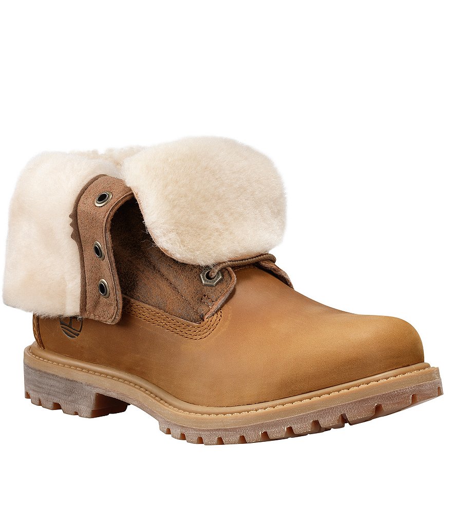 Timberland Women´s Authentic Shearling Fold Over Lace-Up Leather Boots