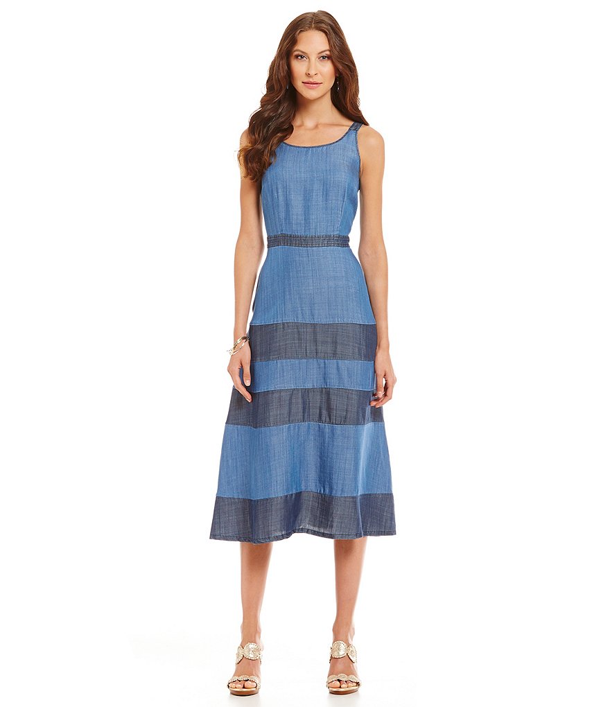 Tommy Bahama Chambray All Day Tiered Dress