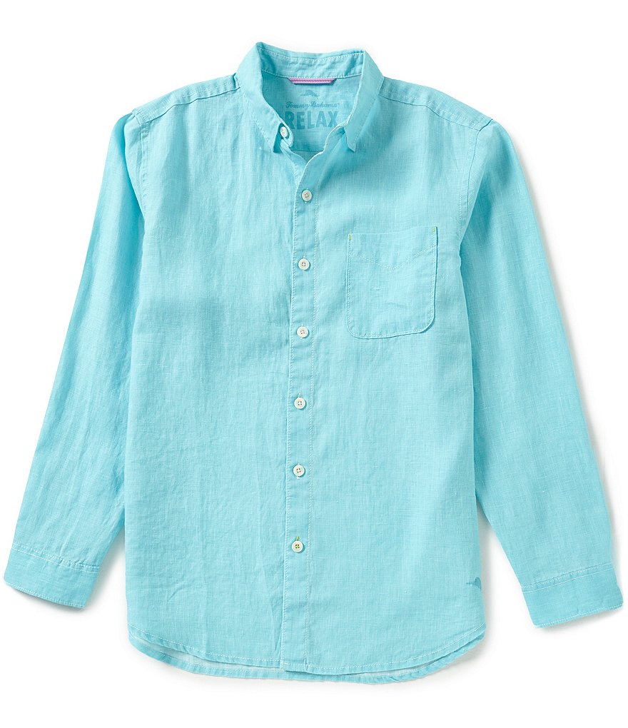 Tommy Bahama Sea Glass Breezer Long-Sleeve Solid Woven Linen Shirt