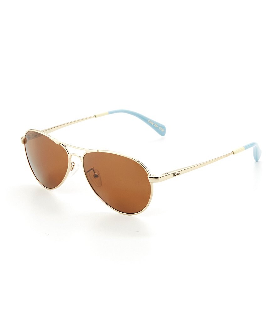 TOMS Kilgore Double Bridge Gold Polarized UVA/UVB Protection Aviator Sunglasses
