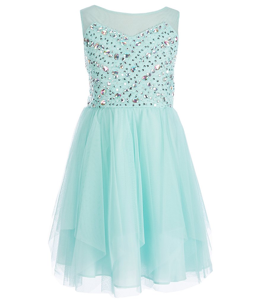 Tween Diva Big Girls 7-16 Beaded Mesh Dress