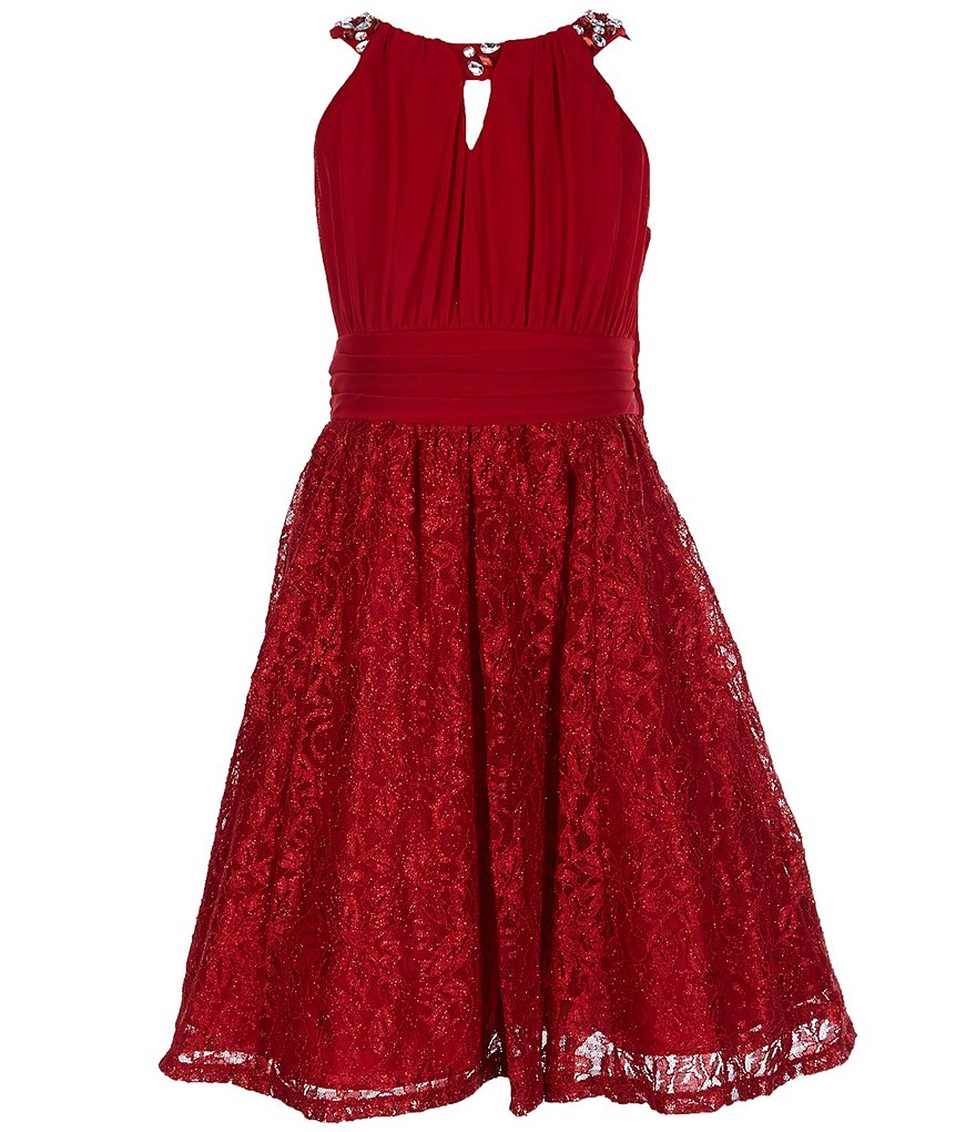 Tween Diva Big Girls 7-16 Jewled Halter-Neck Fit-And-Flare Dress
