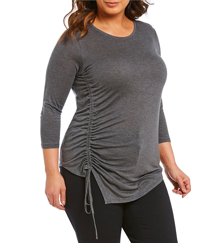Two By Vince Camuto Plus Assymetrical Ruched Knit Top