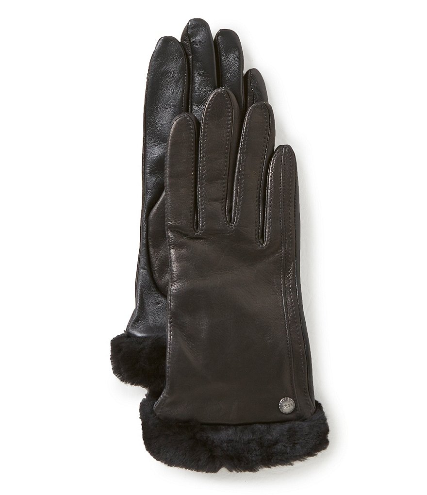 UGG® Classic Shearling-Cuff Leather Tech Gloves