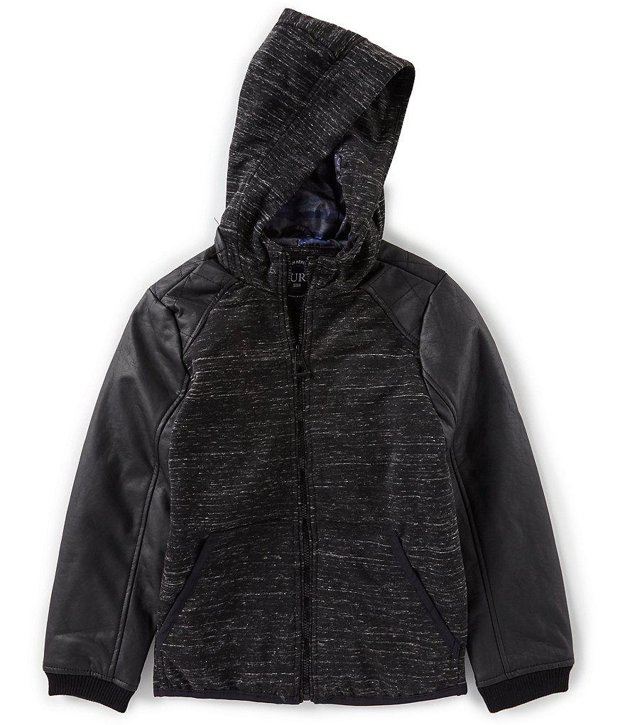 Urban Republic Big Boys 8-20 Hooded Faux Leather Sleeved Jacket