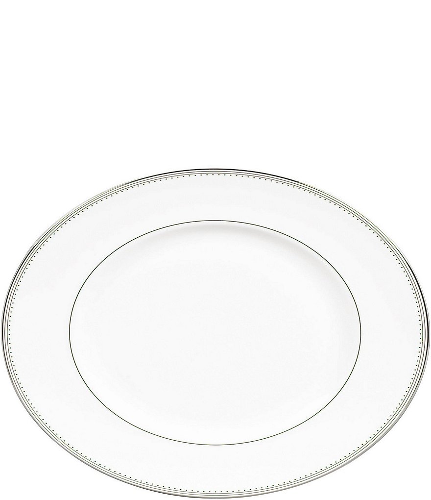 Vera Wang by Wedgwood Grosgrain Striped & Dotted Platinum Bone China Oval Platter