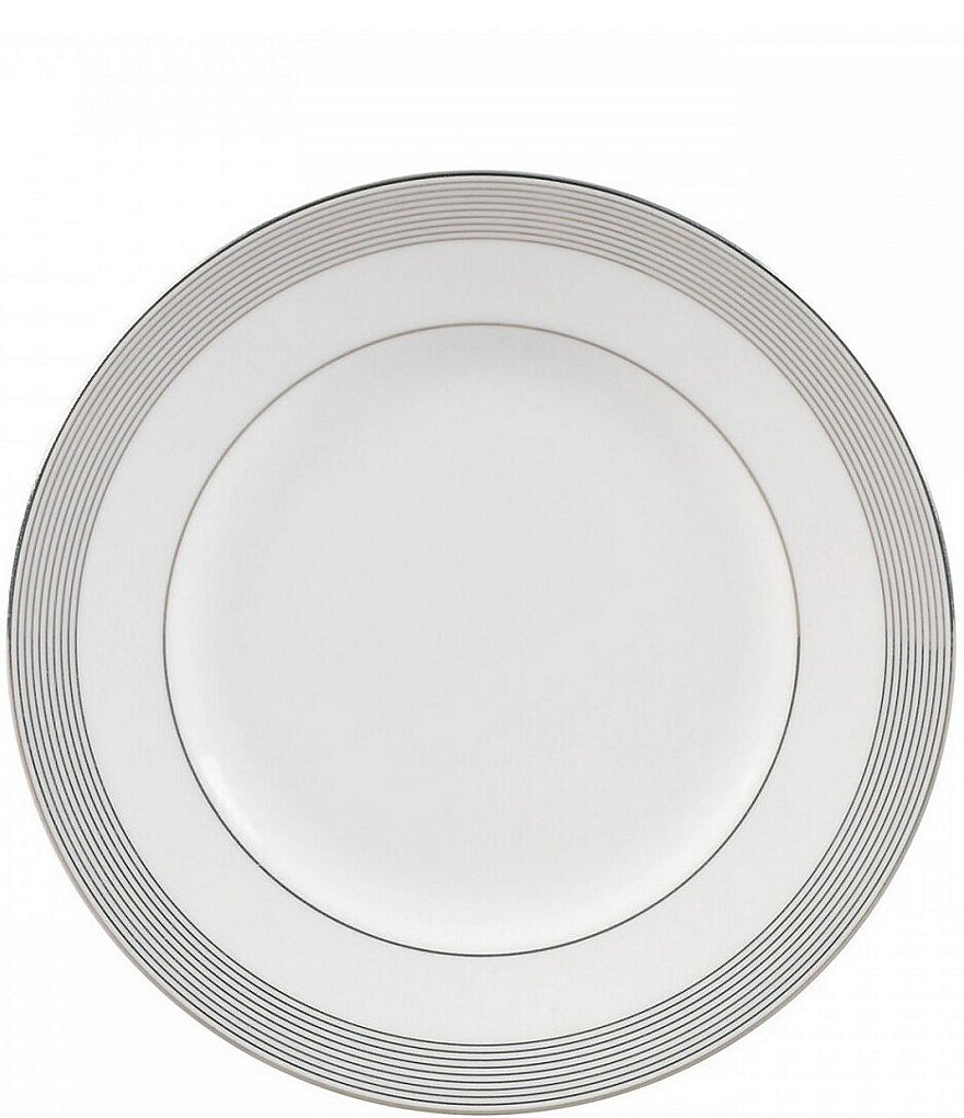 Vera Wang by Wedgwood Grosgrain Striped Platinum Bone China Accent Salad Plate