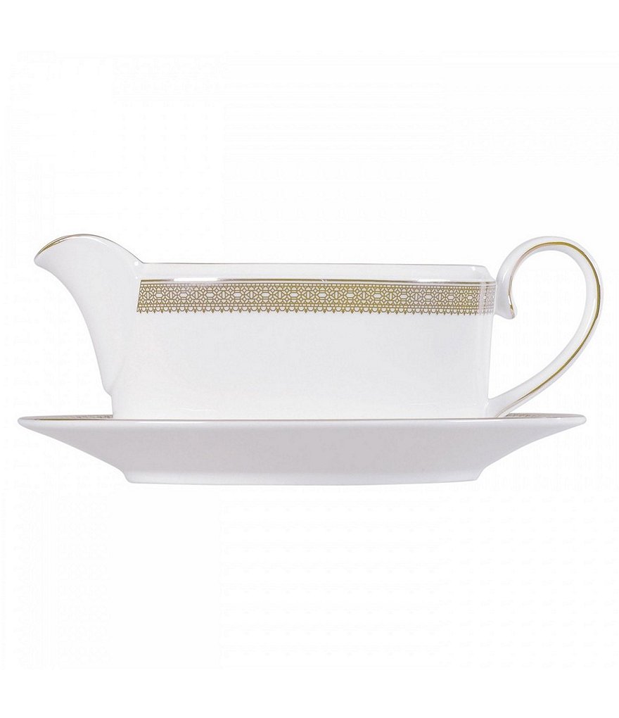 Vera Wang by Wedgwood Vera Lace Gold China Gravy Boat & Stand