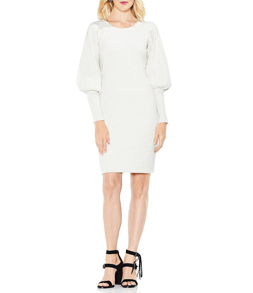 Vince Camuto Balloon Sleeve Texture Jacquard Dress
