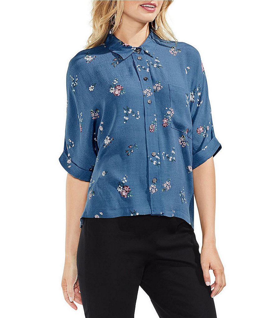 Vince Camuto Delicate Floral Button-Down Top