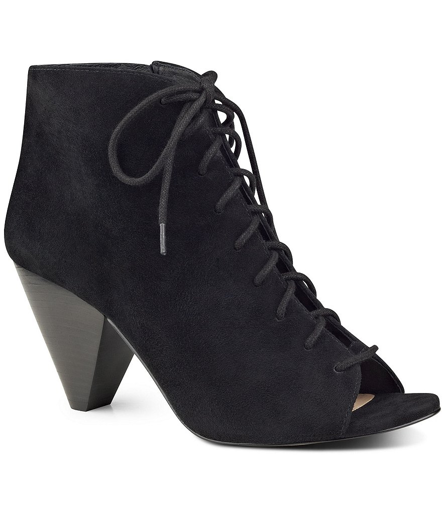 Vince Camuto Elisha Suede Lace-Up Peep Toe Booties
