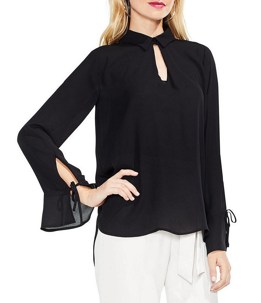 Vince Camuto Flare Tie Sleeve Keyhole Blouse