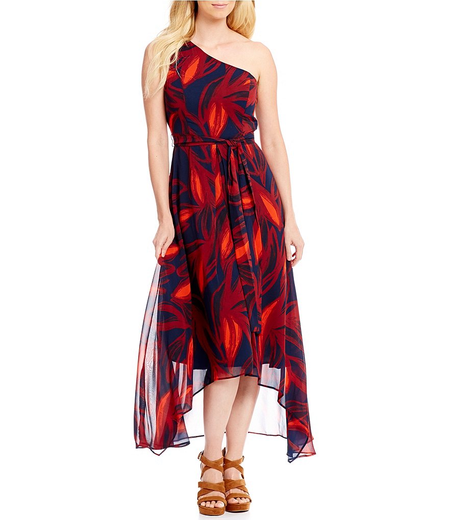 Vince Camuto One Shoulder Printed Maxi Dress