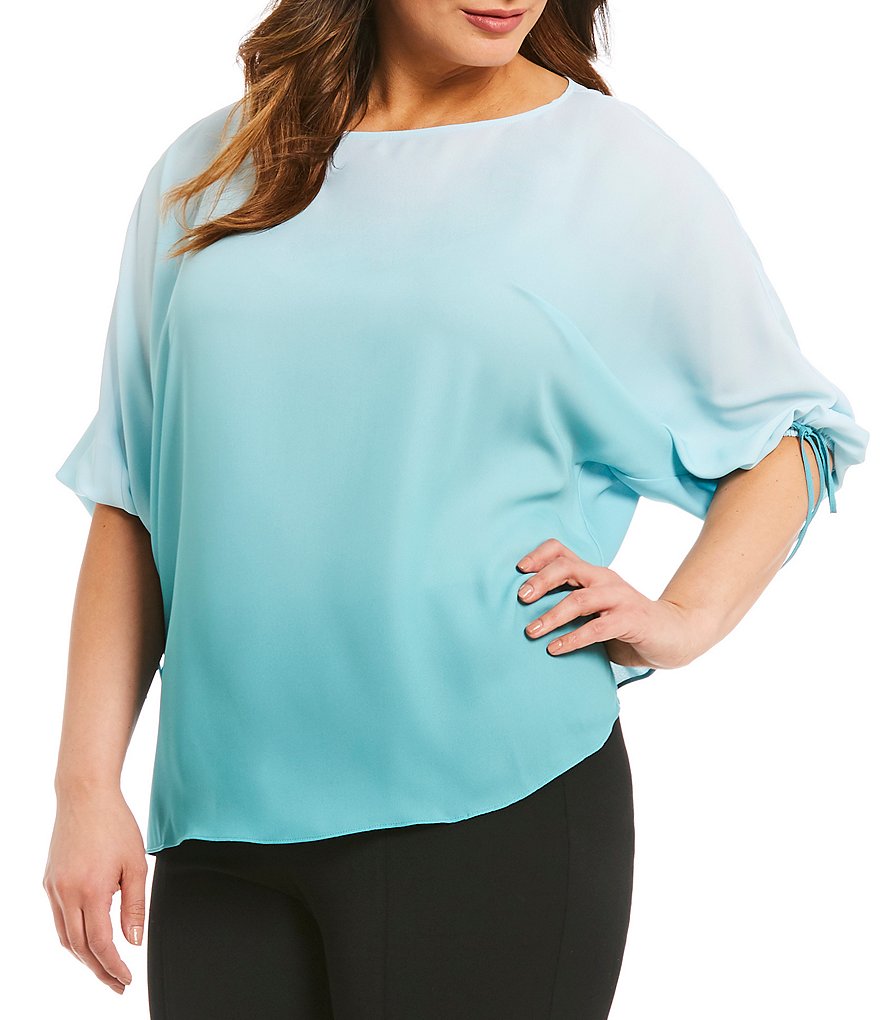 Vince Camuto Plus Ombre Echo Tie Cuff Blouse