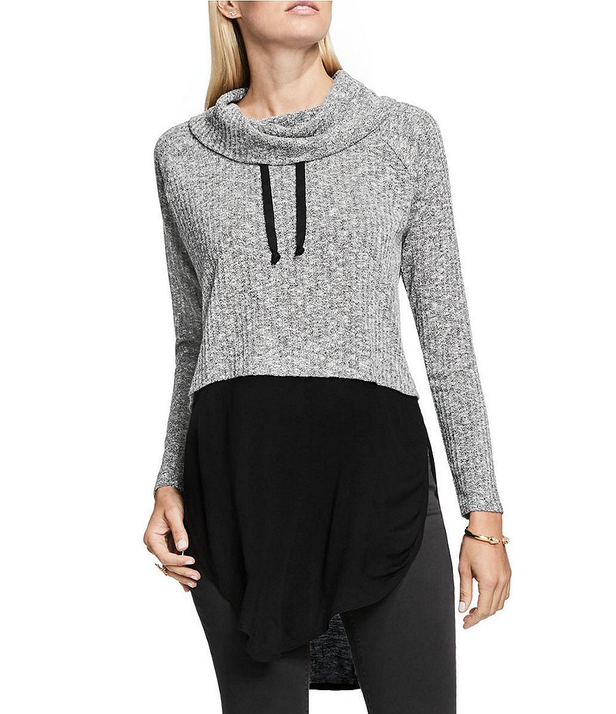 Two by Vince Camuto Rib Knit Funnel Neck Top