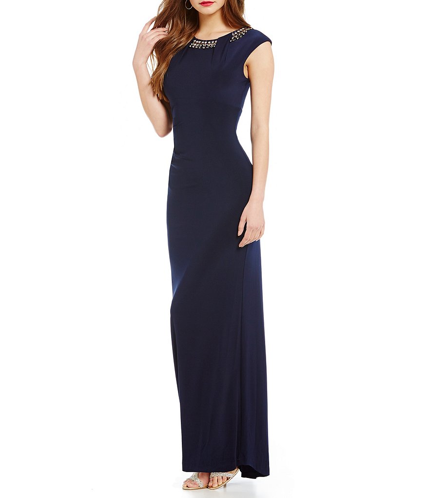 Vince Camuto Social Bead Ruched Gown