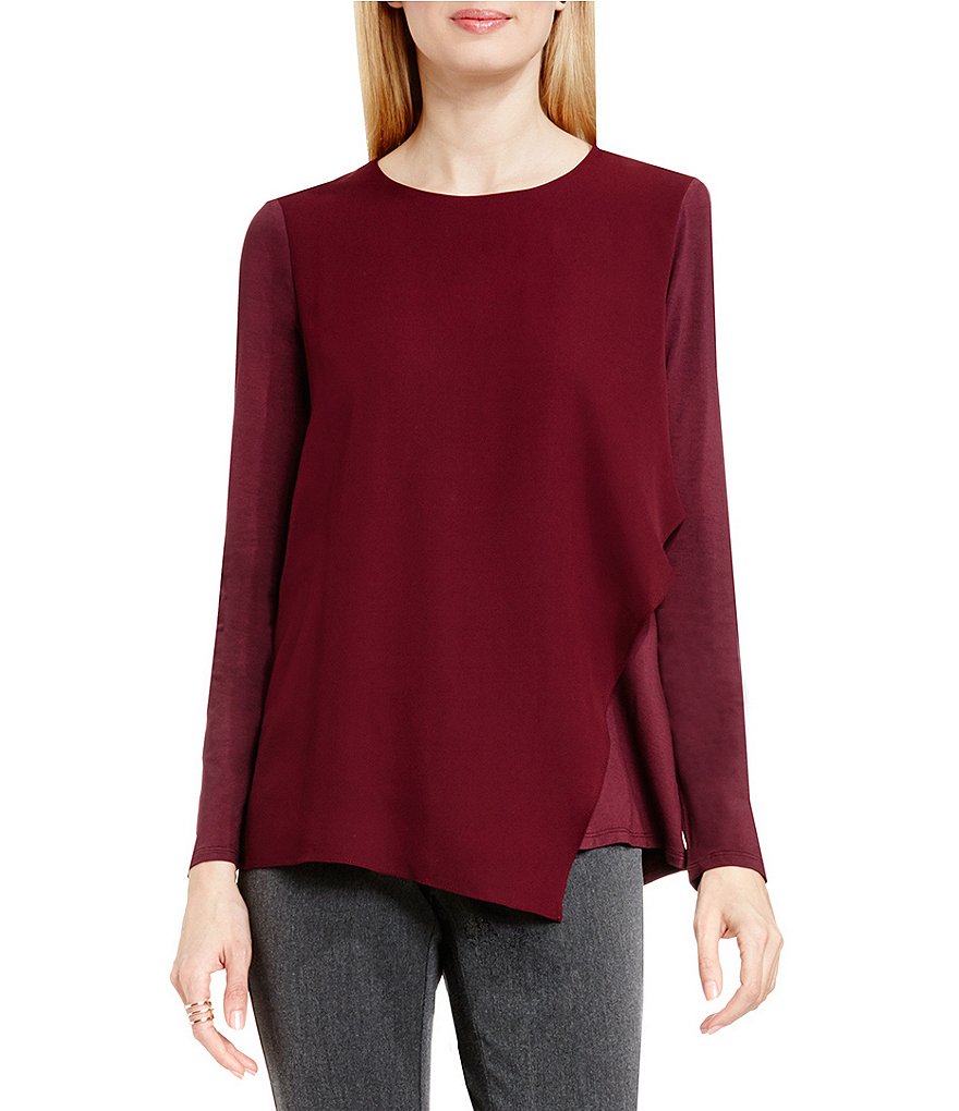 Vince Camuto Top with Asymmetrical Chiffon Overlay