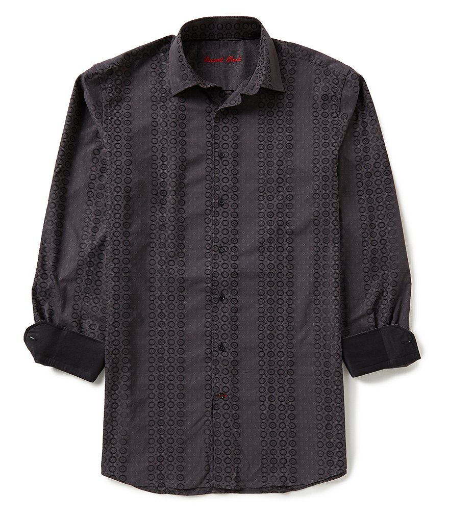 Visconti Big & Tall Circle Jacquard Long-Sleeve Woven Shirt