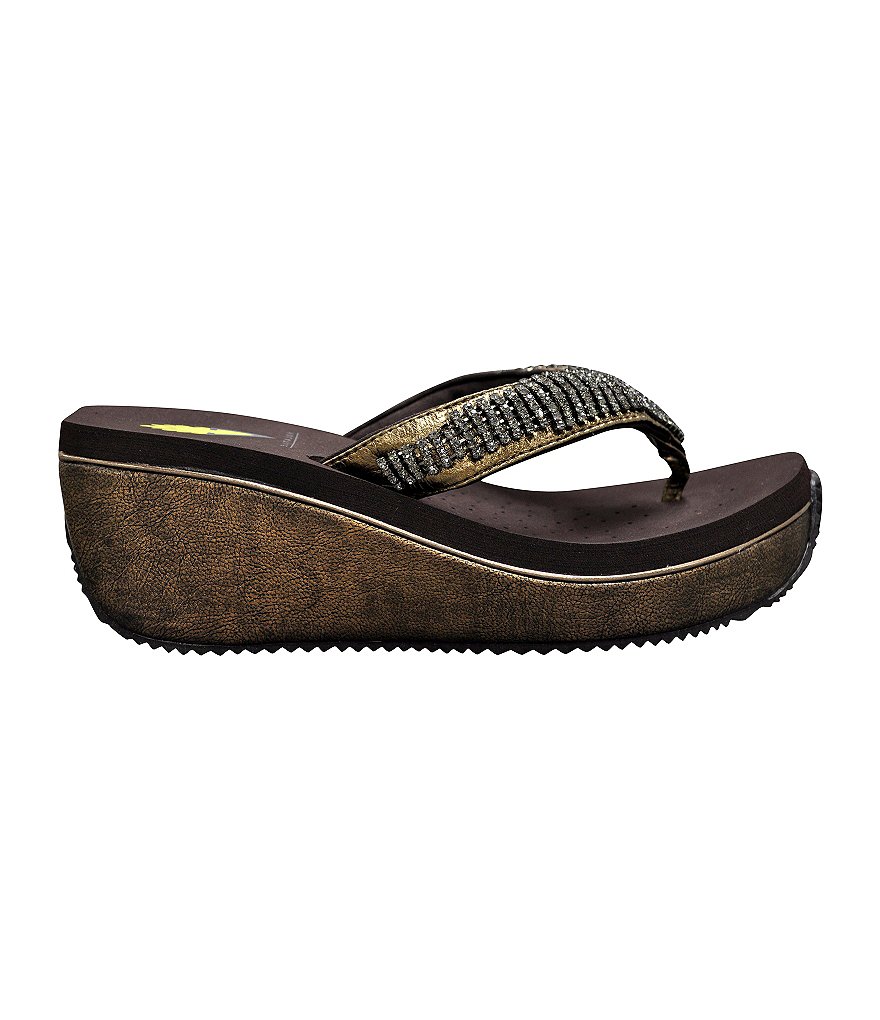 Volatile Fairydust Jeweled Wedge Sandals