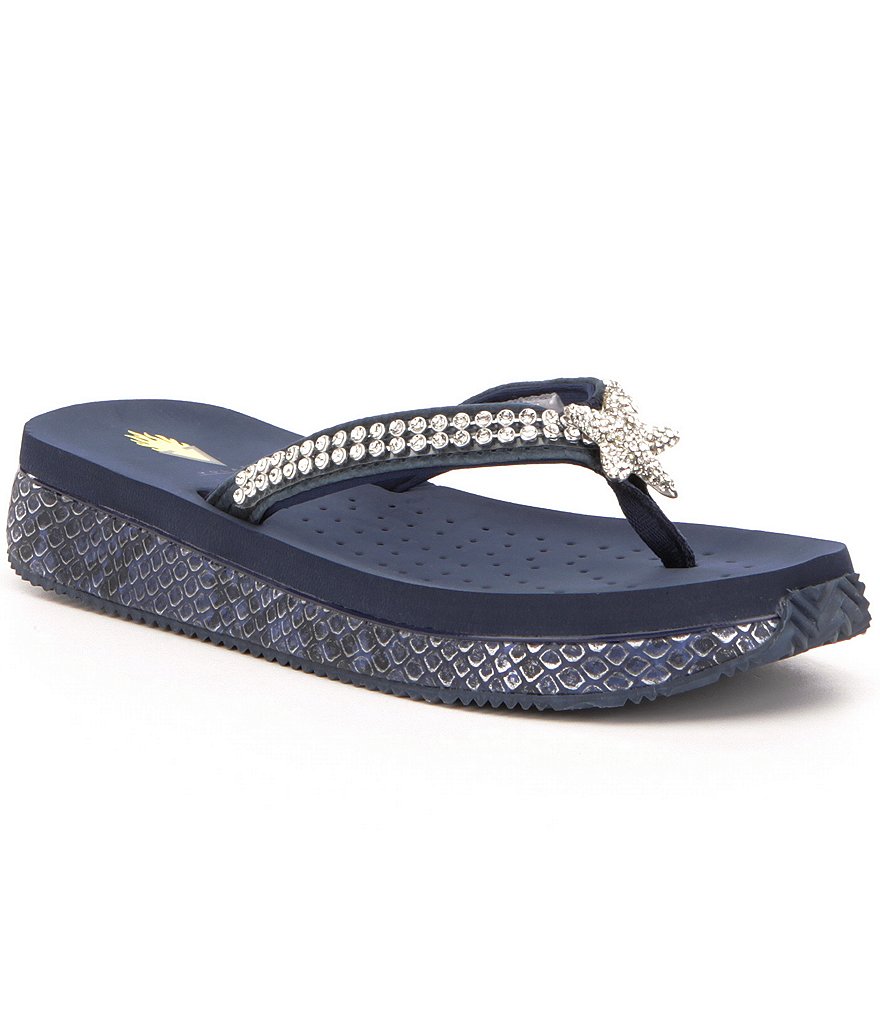 Volatile Twinkle Jeweled Leather Flip-Flops