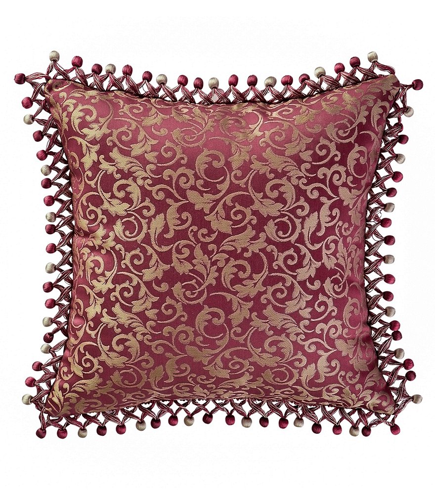 Waterford Athena Tasseled Embroidered Damask Square Pillow