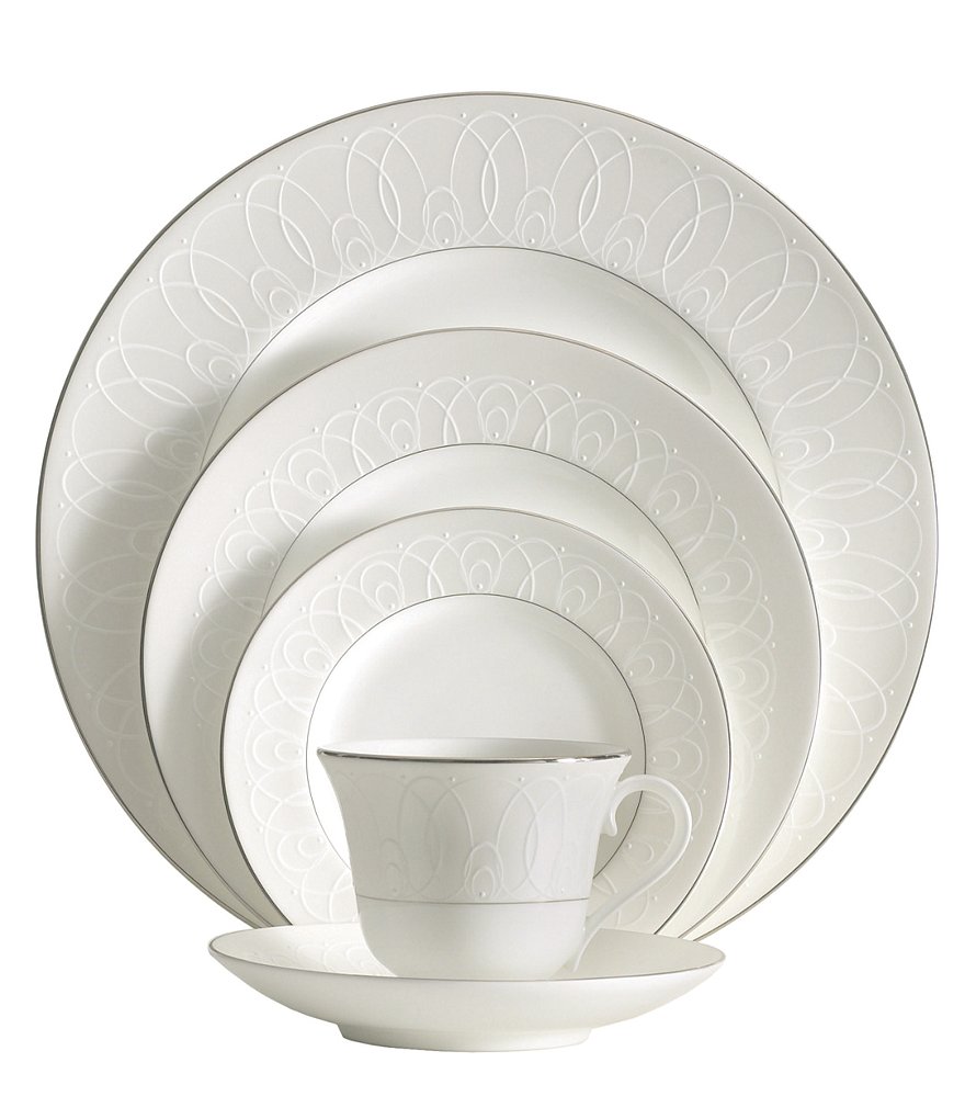 Waterford Ballet Icing Pearl Piped Platinum China 5-Piece Place Setting