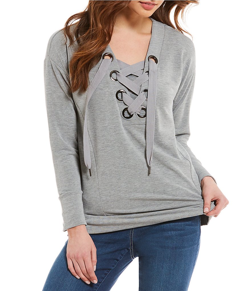 Westbound Tie Detail Grommet Sweatshirt
