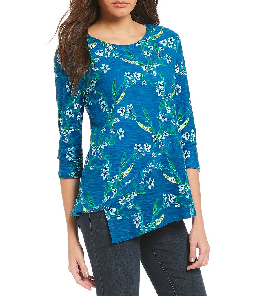 Westbound 3/4 Sleeve Asymmetrical Tunic Top