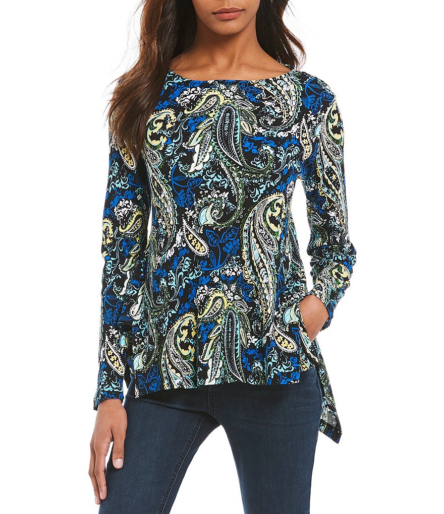 Westbound Sharkbite Paisley Print Top