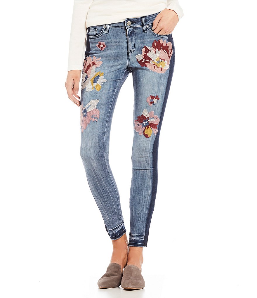 William Rast Embroidered Ankle Skinny Jeans