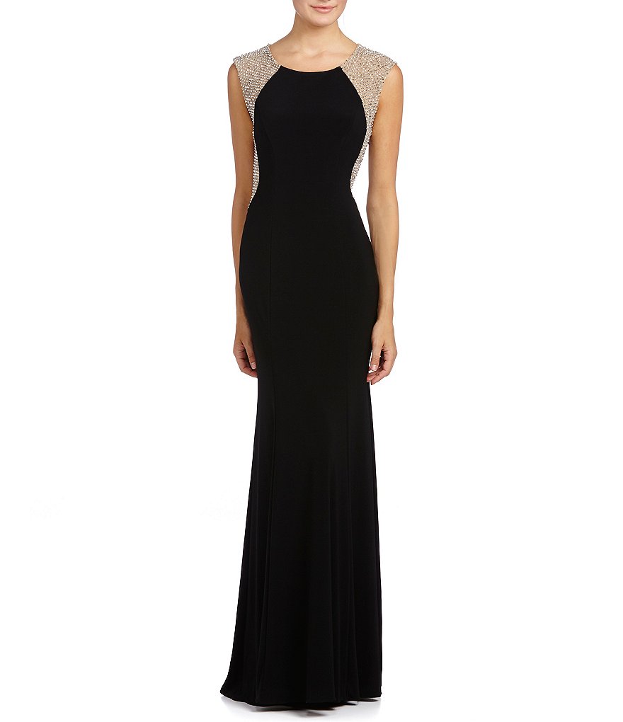 Xscape Beaded-Back Gown