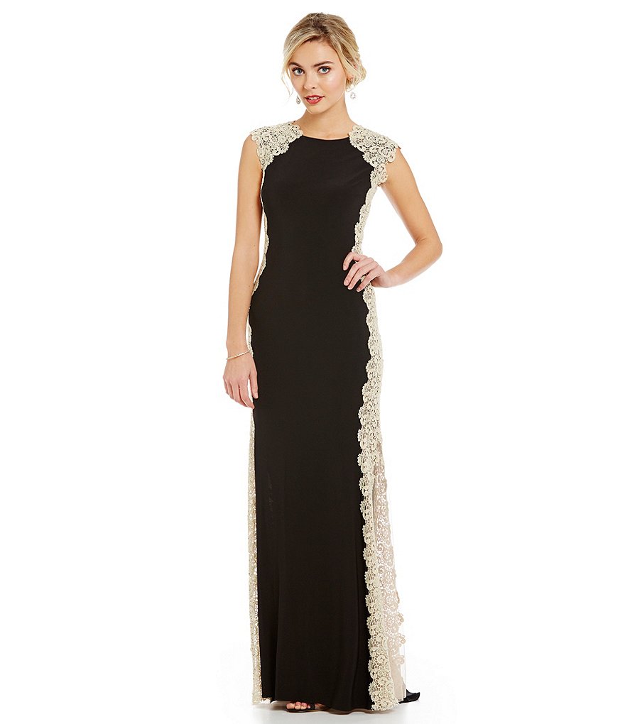 Xscape Lace Panel Jersey Gown